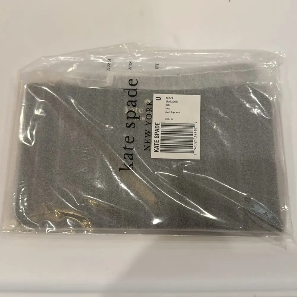 kate spade Lucy Medium L-zip Wristlet - Black Retail $139